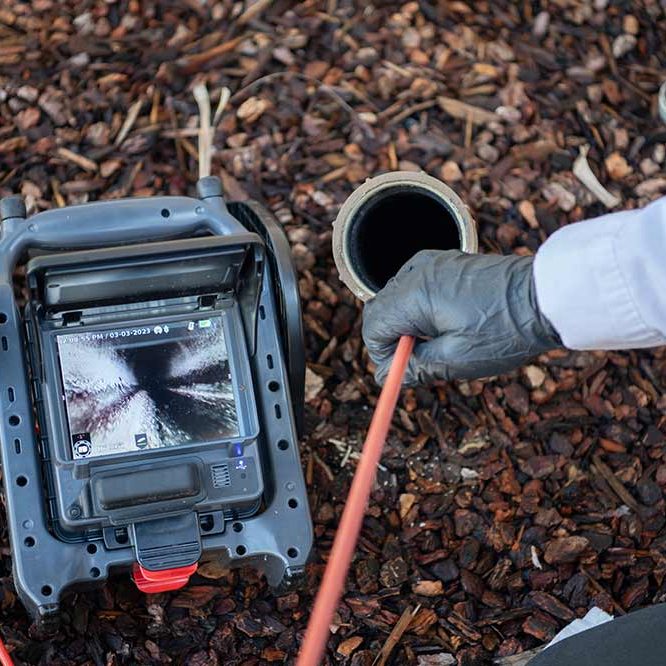 Sewer camera monitor during pipe inspection